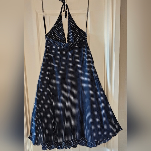 🌟SALE🌟 [GAP] Navy Blue & White Polka Dot Halter Top Midi/Maxi Dress 《10》 - Picture 7 of 16